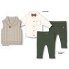 G10999TOD: Boys Knitted Vest, Shirt With Bow Tie & Pant Outfit (2-4 Years)